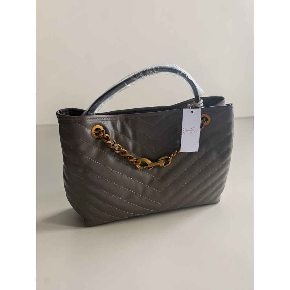 Jessica Simpson Regina Satchel Mink Grey Quilted Chain Shoulder Bag